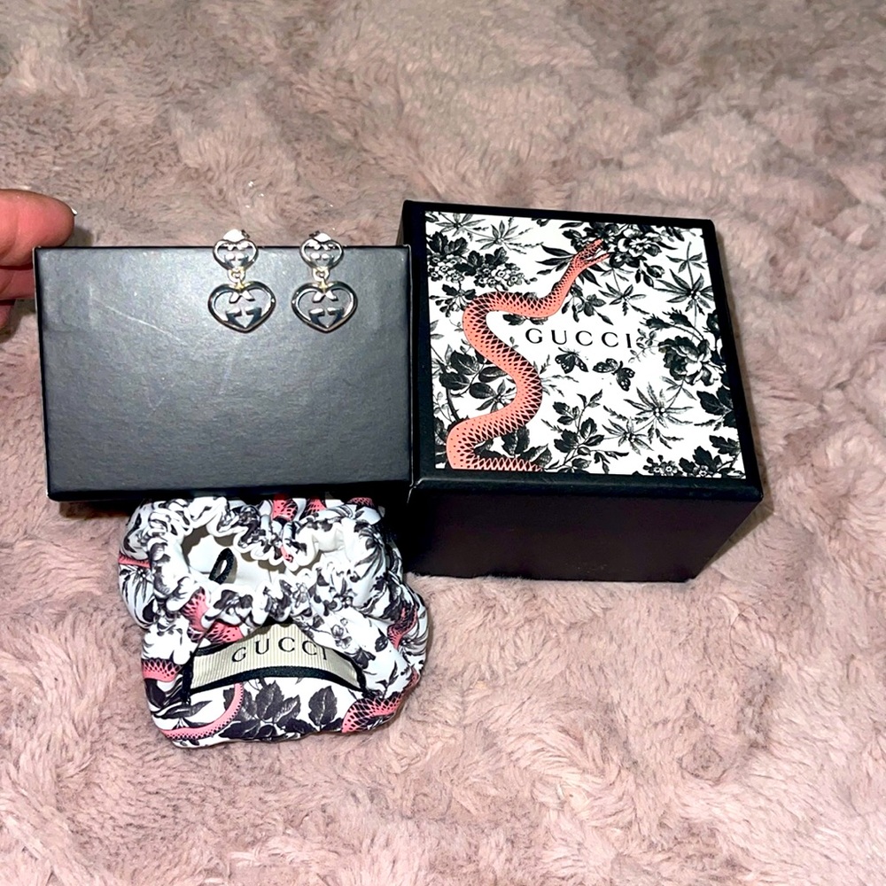 New Gucci 925 Sterling Silver Love Britt Double Heart Earrings 💕
